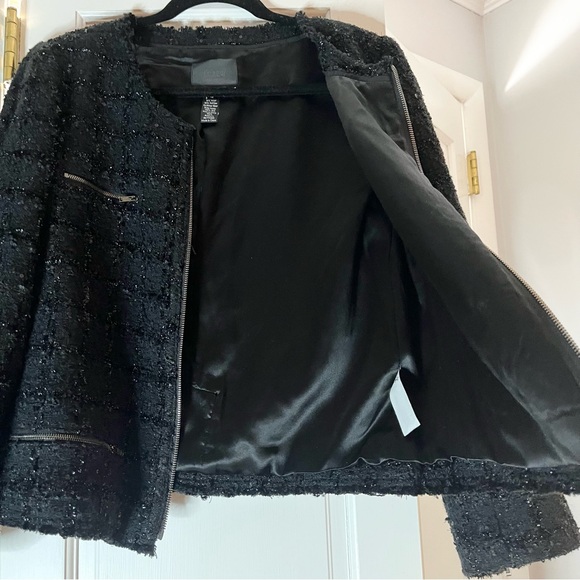 J. Crew Collection Black Sequin Blazer with Zipper Details - Picture 3 of 6